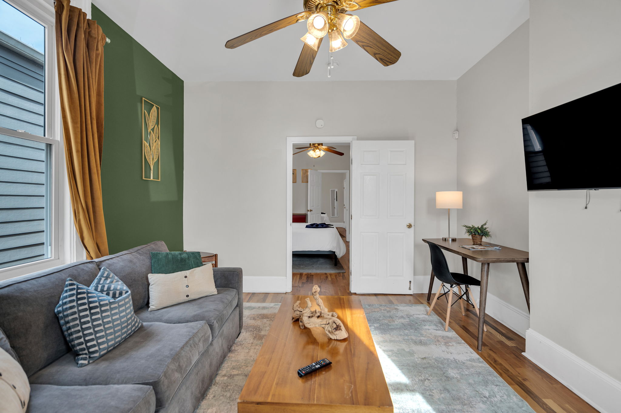 Bright living space with stylish finishes