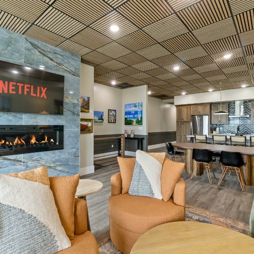 Living Room: Gather around the fireplace and binge your favorite shows in style!