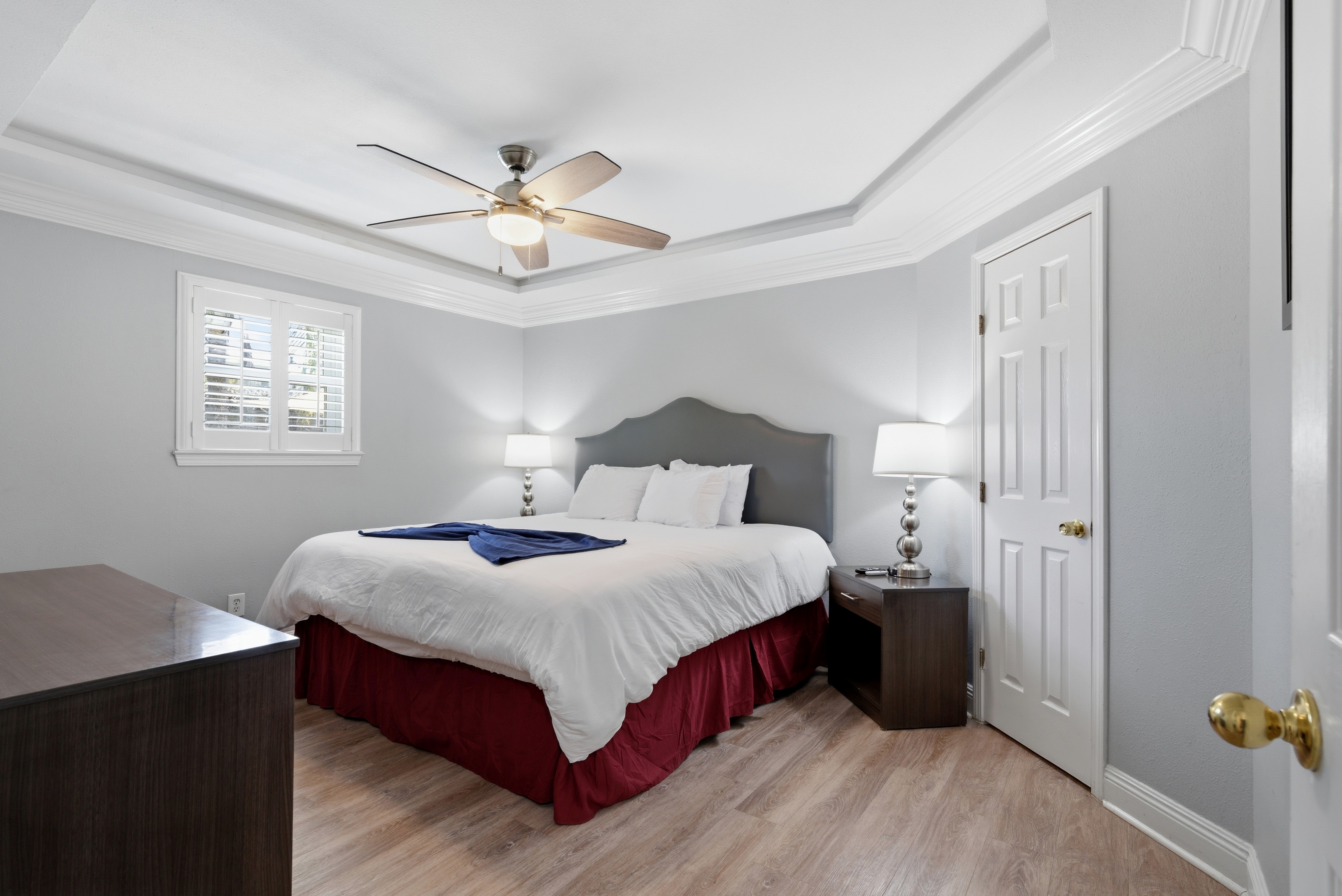 Elegant bedroom with soft layered comfort