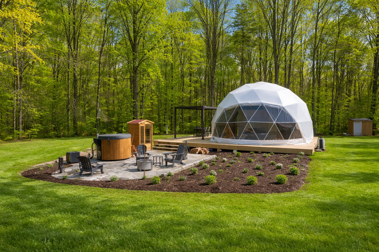 Wellness Geo Dome Hot Tub, Cold Plunge, Sauna