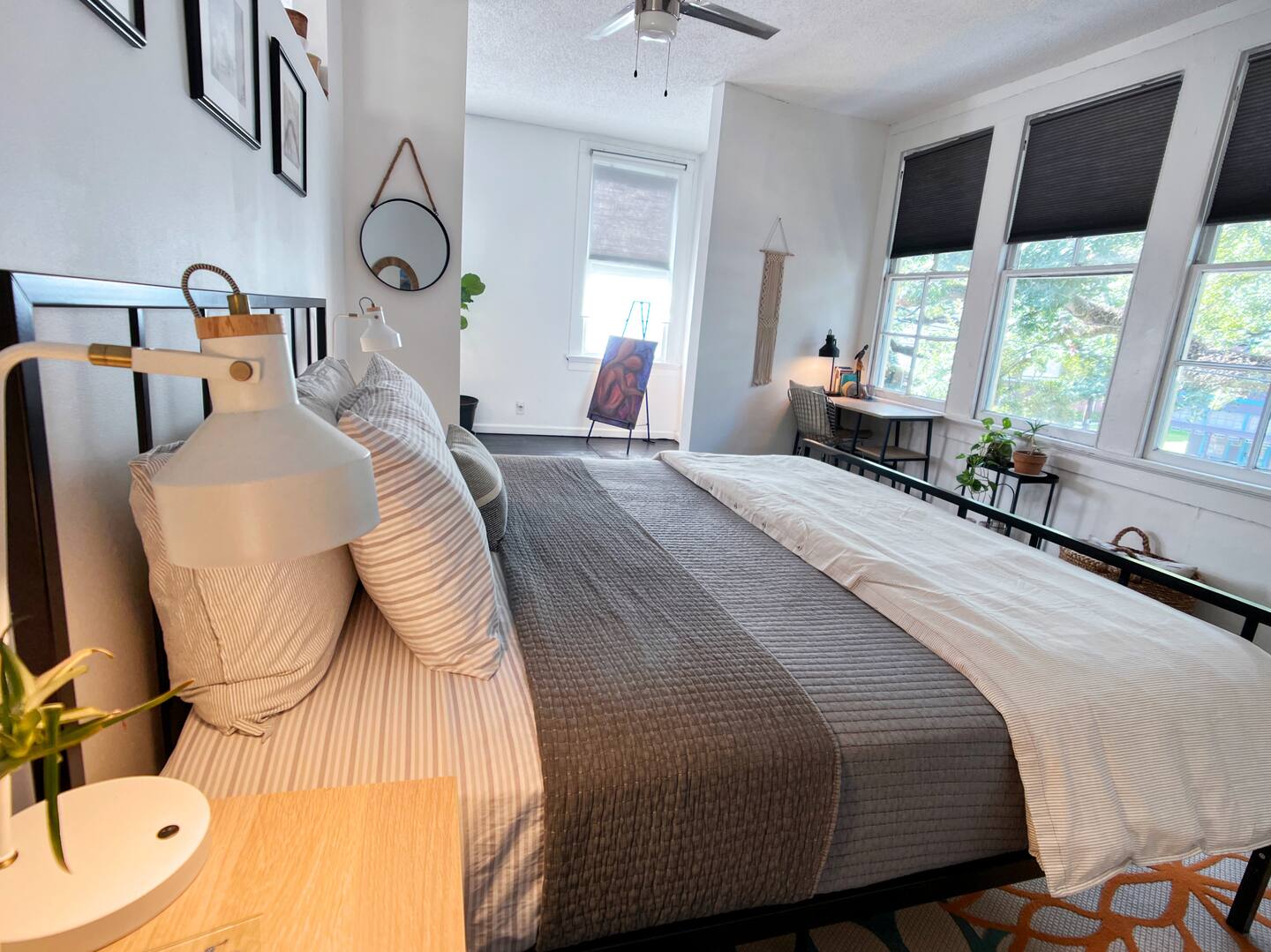 Relaxation takes center stage in the bedroom.