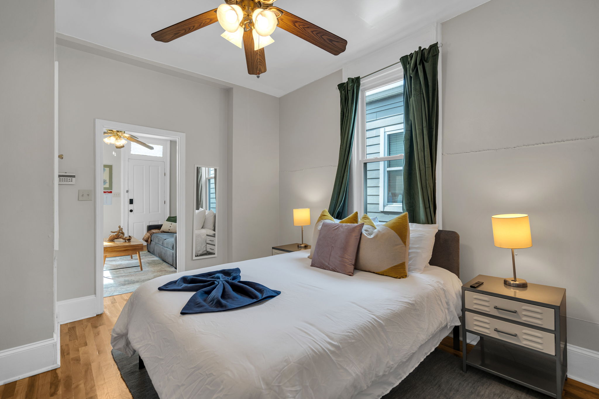 Spacious bedroom with natural light