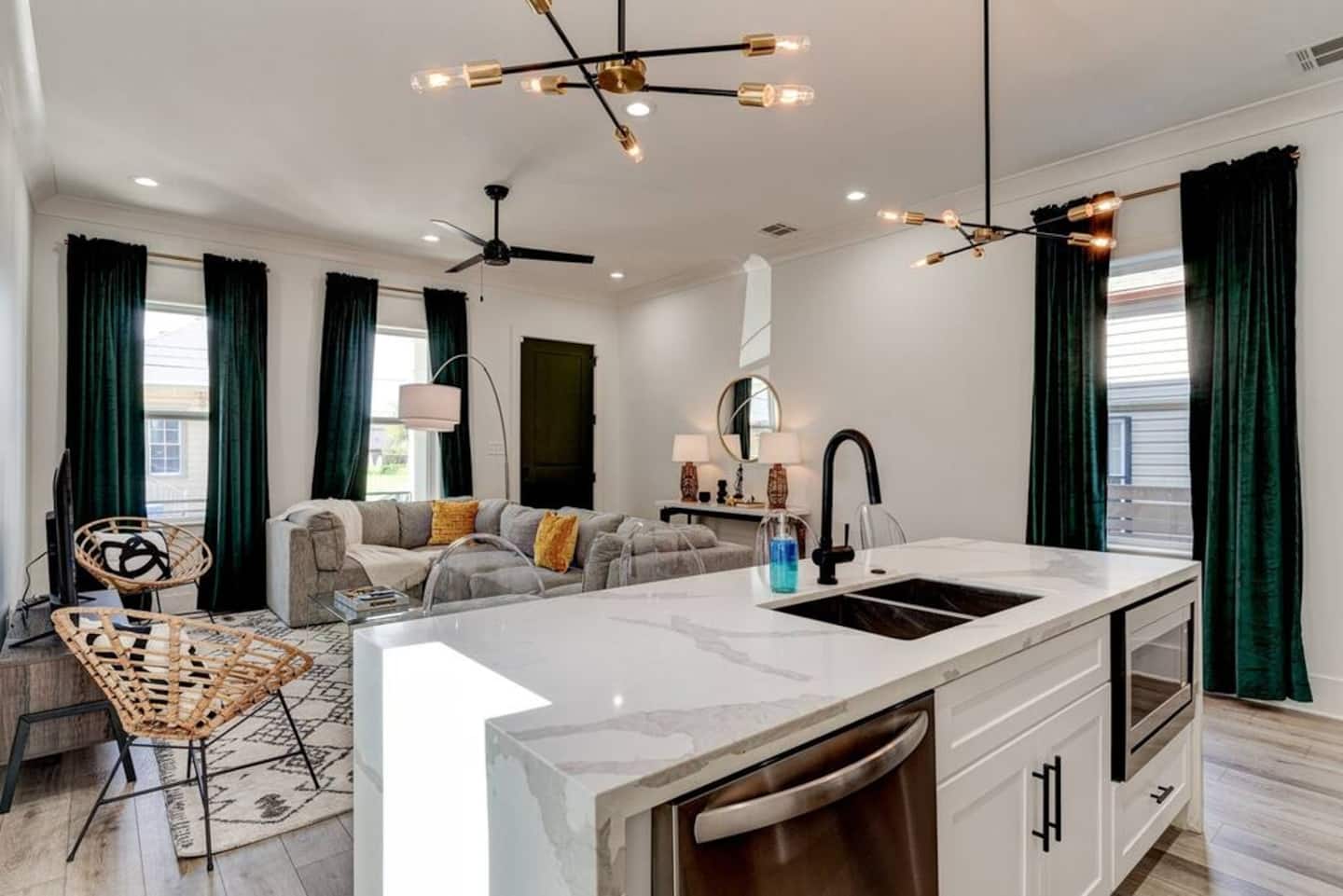 Well designed kitchen allows for cooking (or reheating yummy leftovers) any meal you desire. Large countertop allows for eating or additional seating for watching TV!