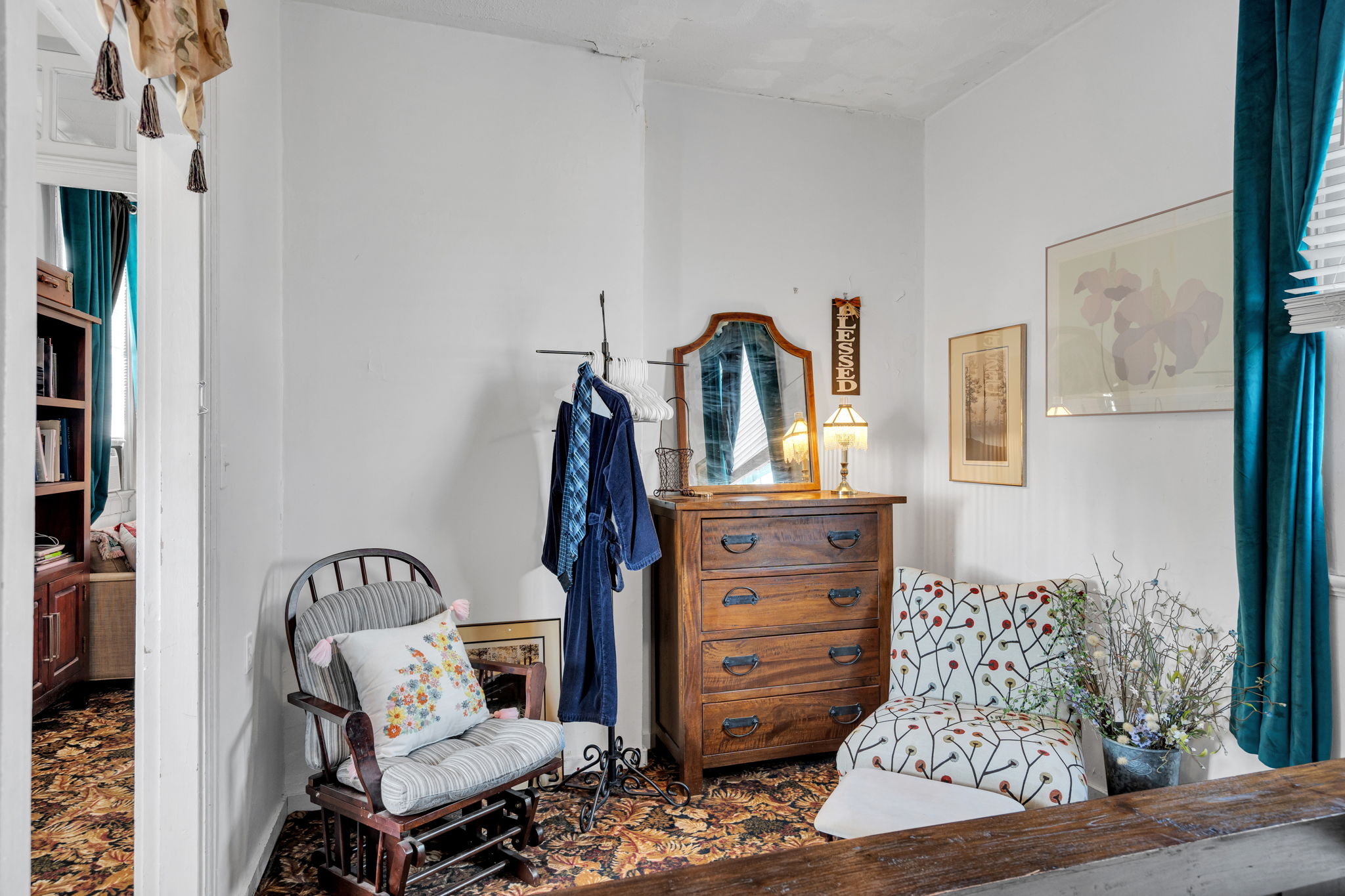 Eclectic bedroom full of local personality