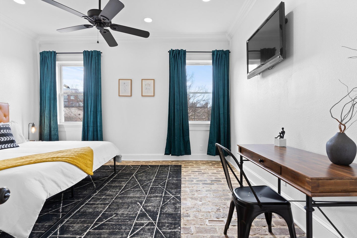 Bedroom 1 with brick floors!