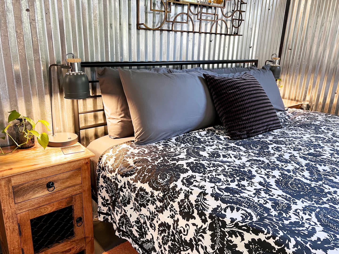 Bedside lamps with USB charging ports.