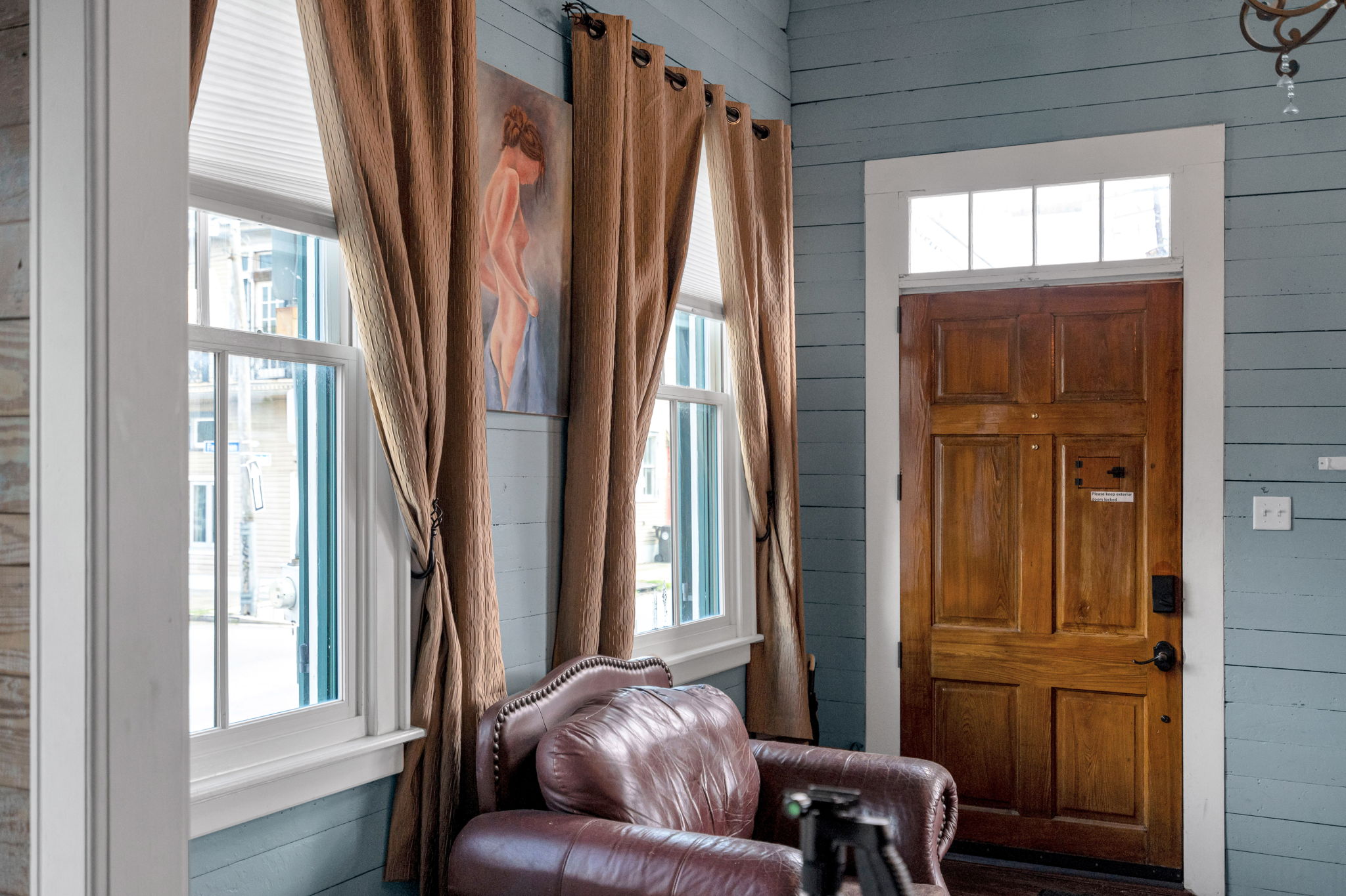 Inviting nook with warm sunlight and local charm.