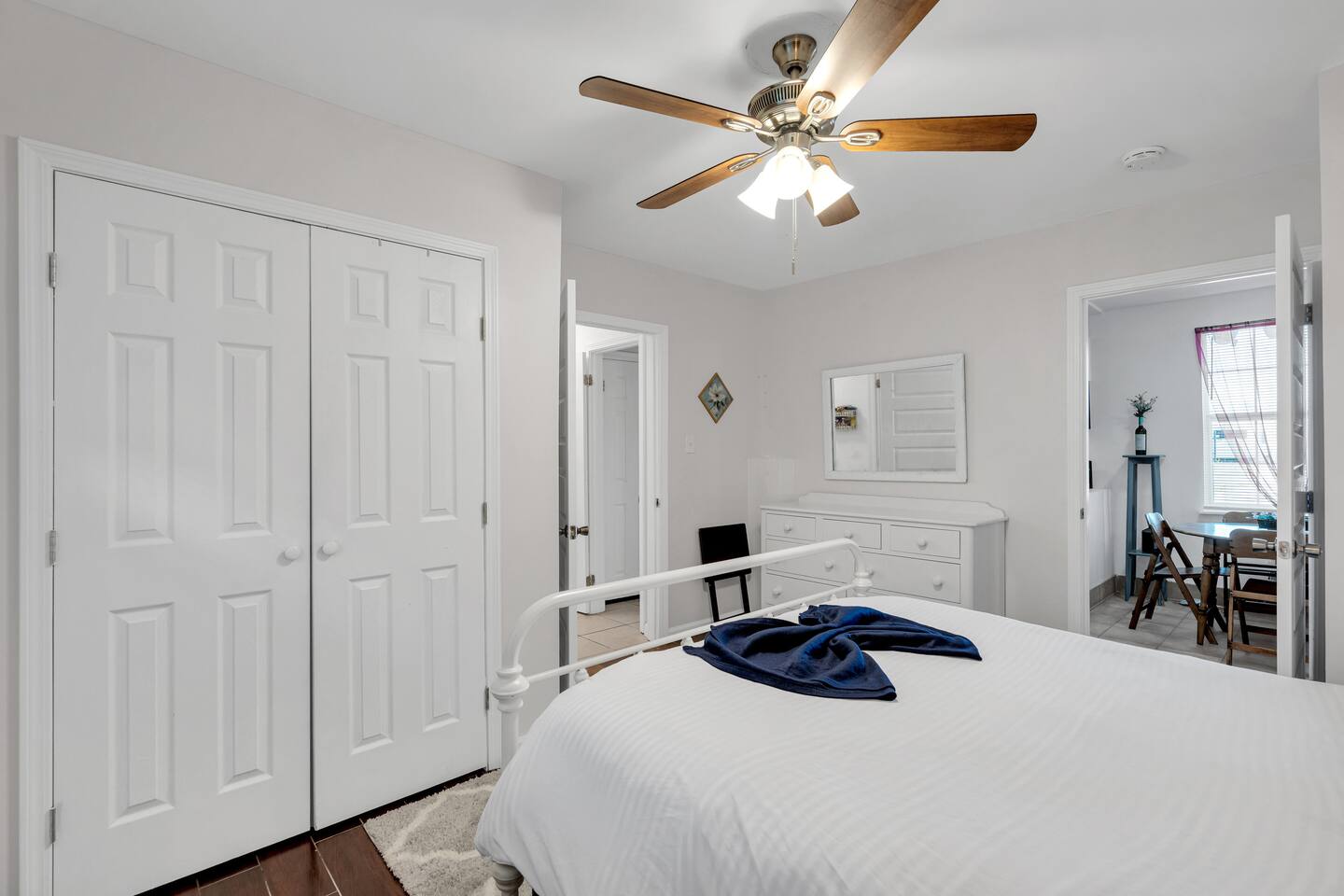 Clean, airy room with ensuite access