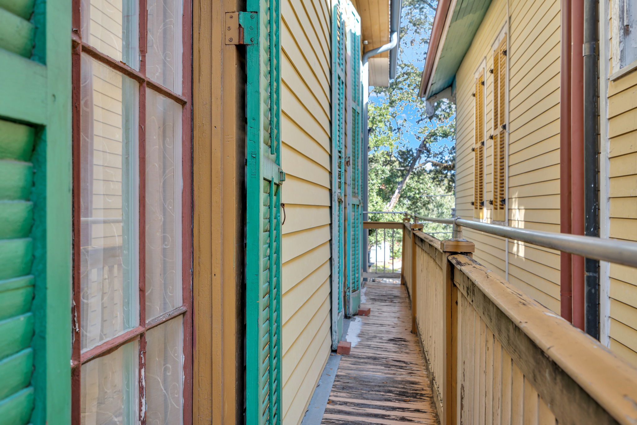 Balcony overlooking a tree-lined street