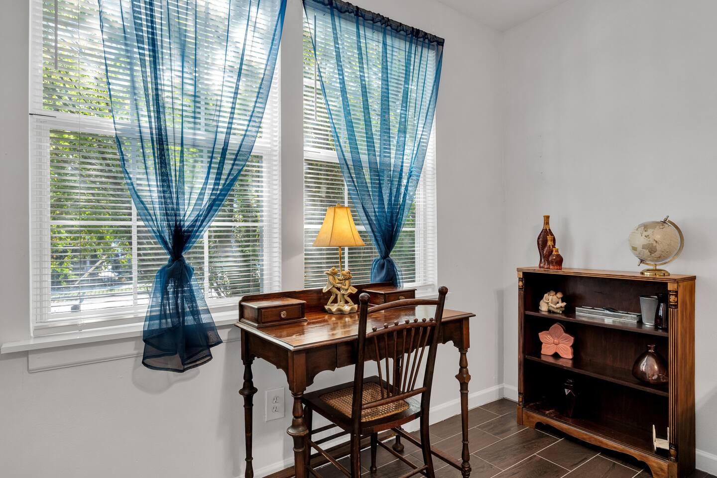 Cozy desk space with natural light
