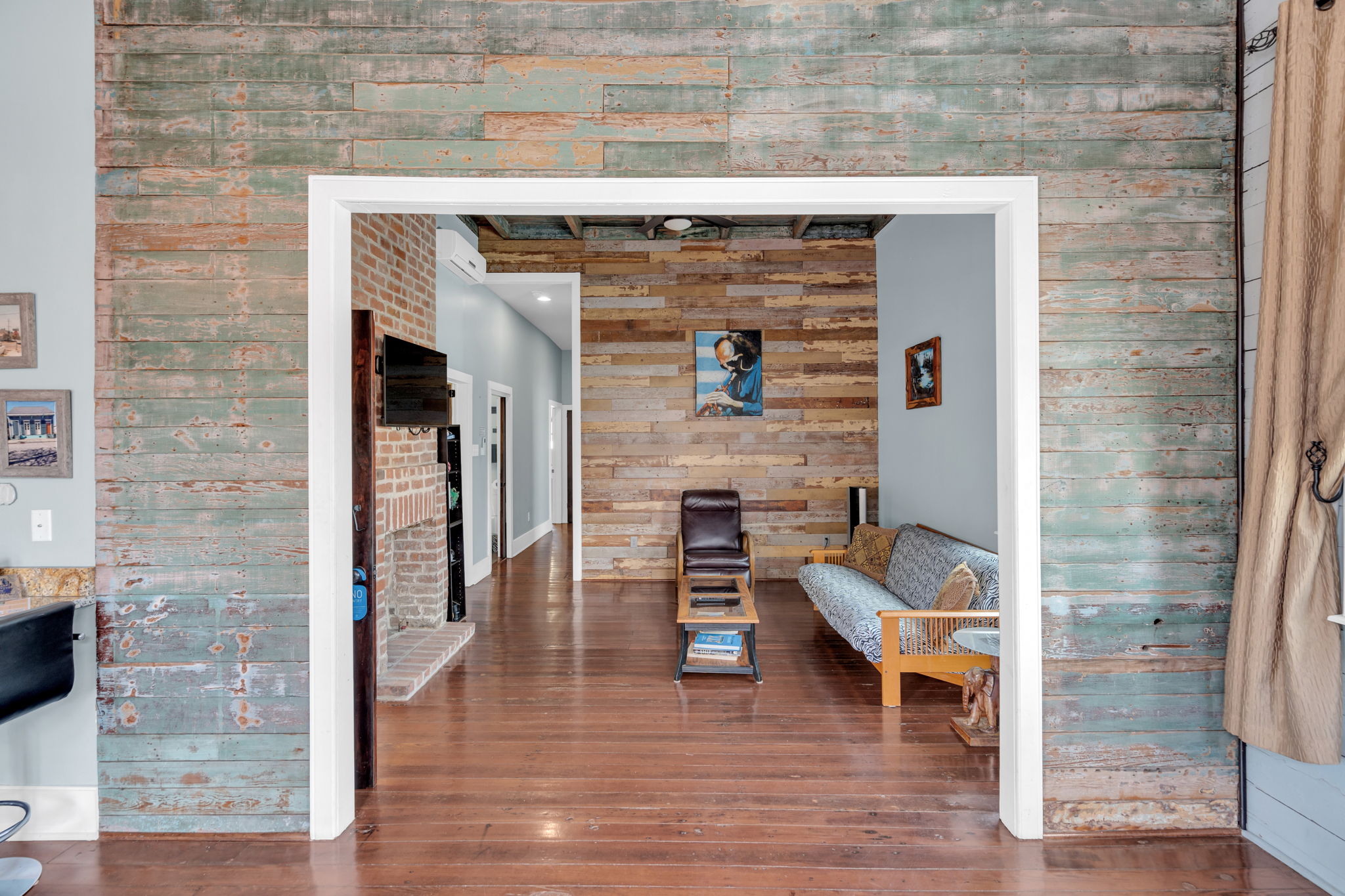 Relax in the comfortable living space with local artwork