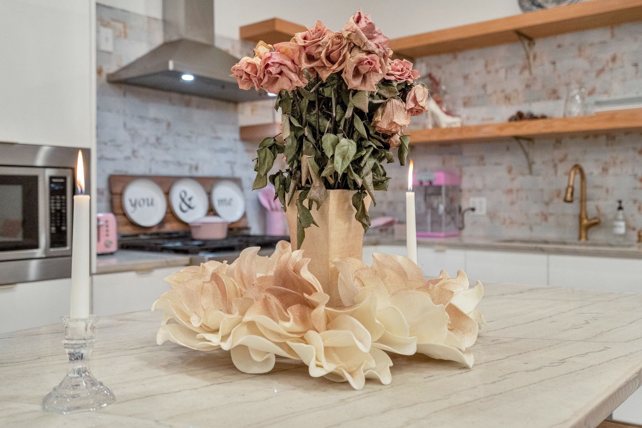 Soft florals and styled accents