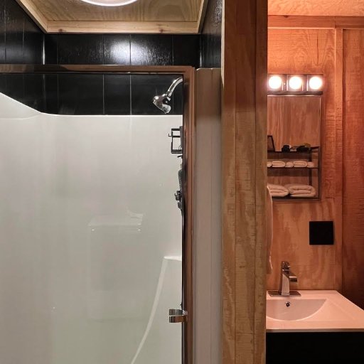 Modern shower with rainfall head and sleek fixtures