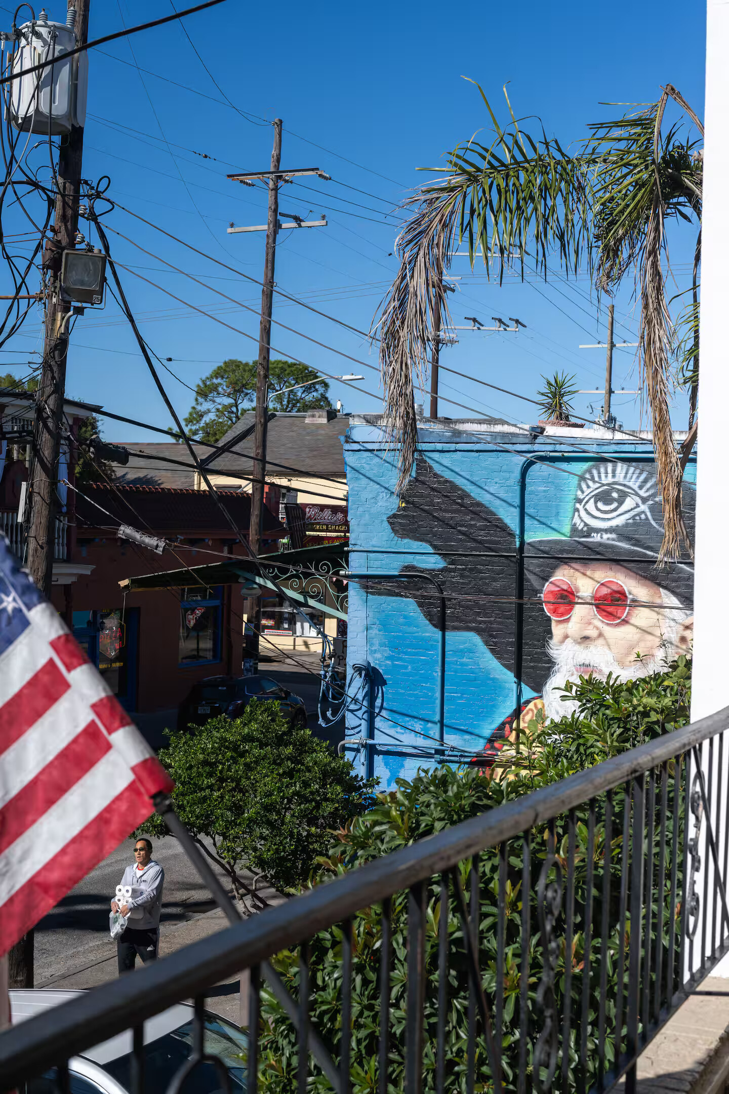 Colorful neighborhood character nearby