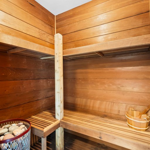 Private sauna with cedar benches for ultimate relaxation