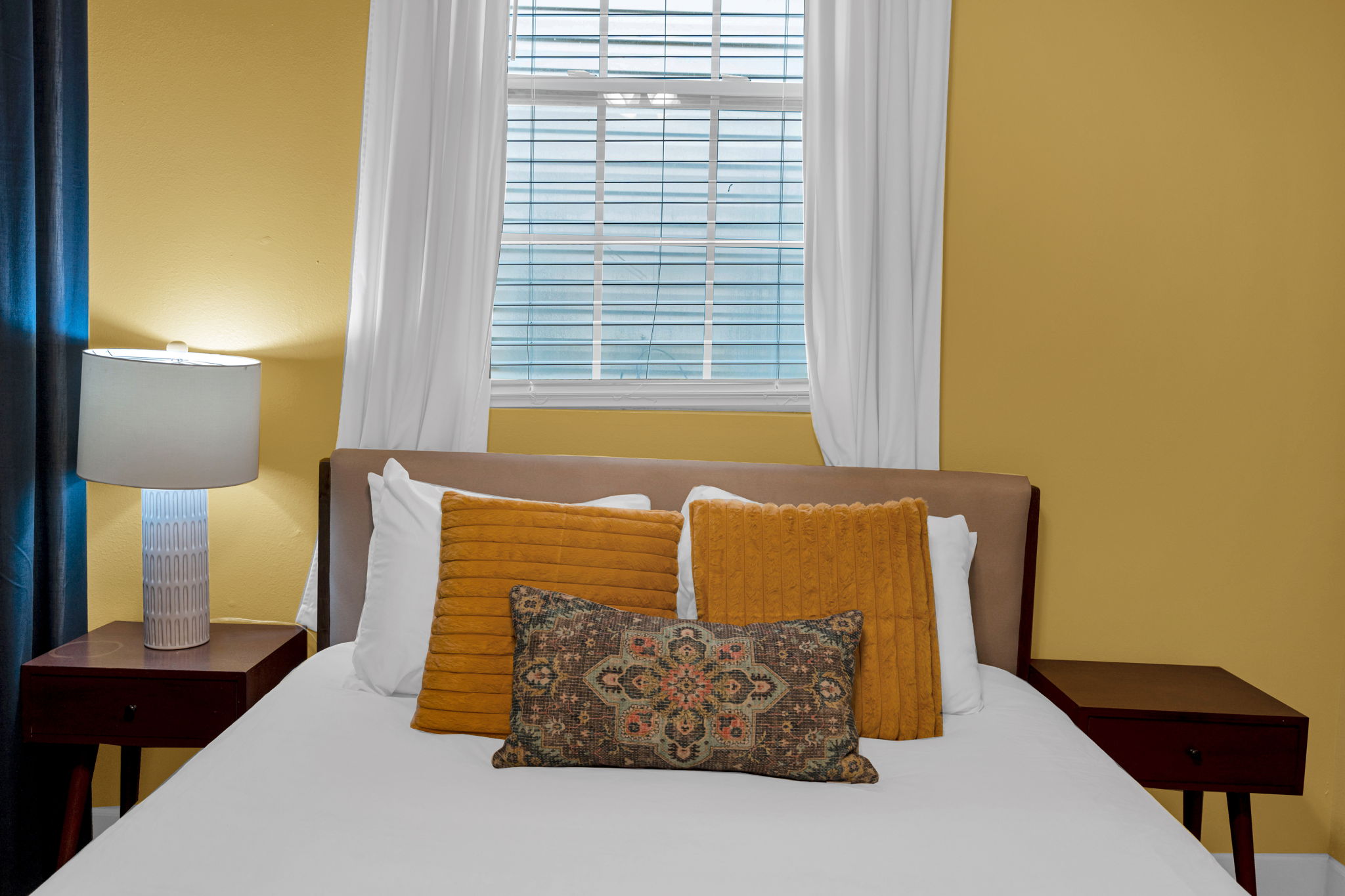 Warm Bedroom with Plush Pillows