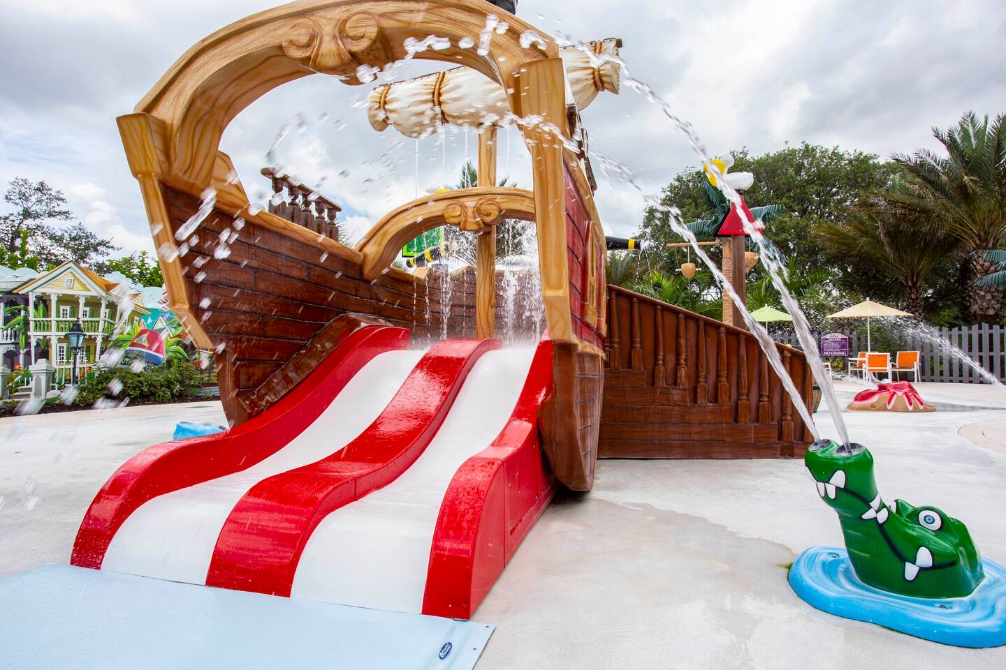 Set sail for adventure! Our kids' park features a fantastic ship-themed play structure, perfect for imaginative play and family fun
