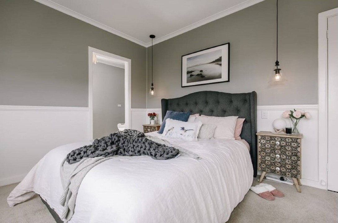 Two queen bedrooms upstairs with a luxurious spa bath in the main bathroom.