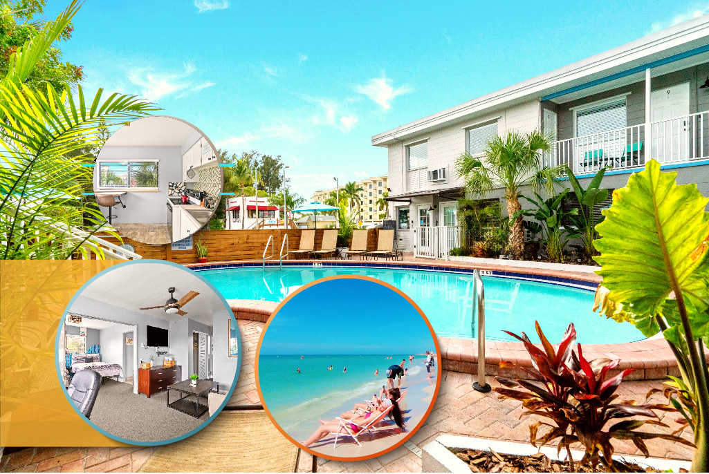 Steps to Beach, Htd pool, Full Kitchen, LivRm #10 in Treasure Island, FL