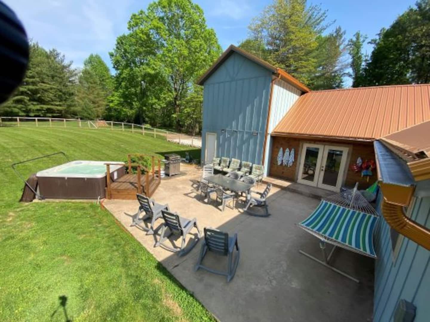 Patio and hot tub