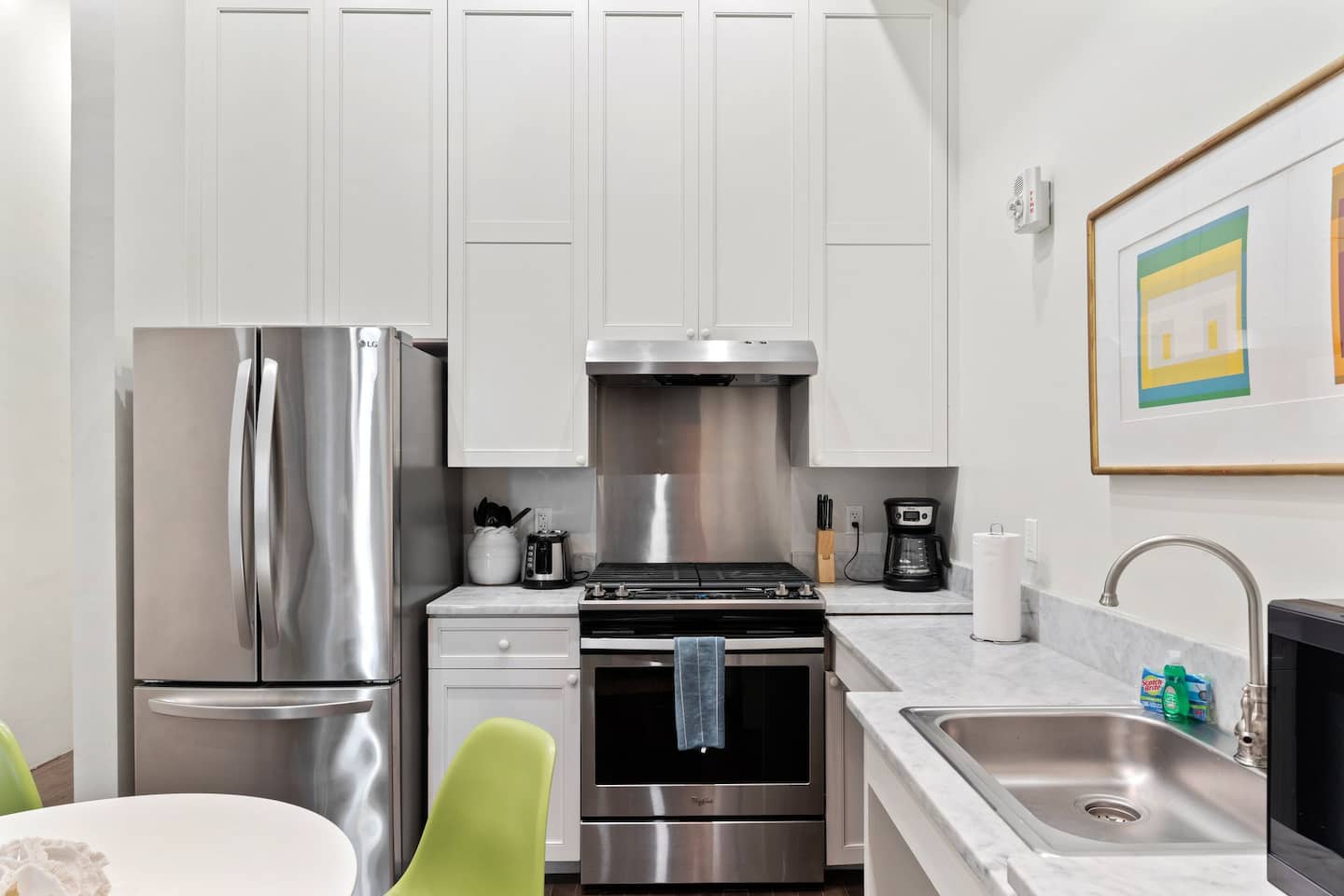 front view of Kitchen space, fully furnished with all your necessary items!