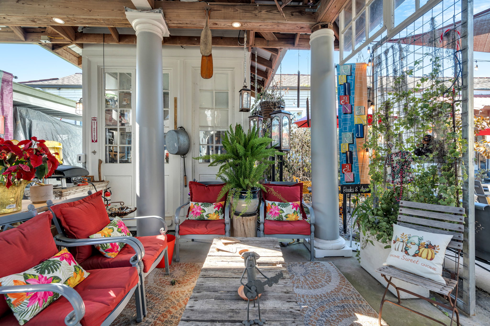 Lush courtyard lounge—perfect for relaxing