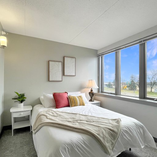 Queen plush bed awaits - amazing view here as well