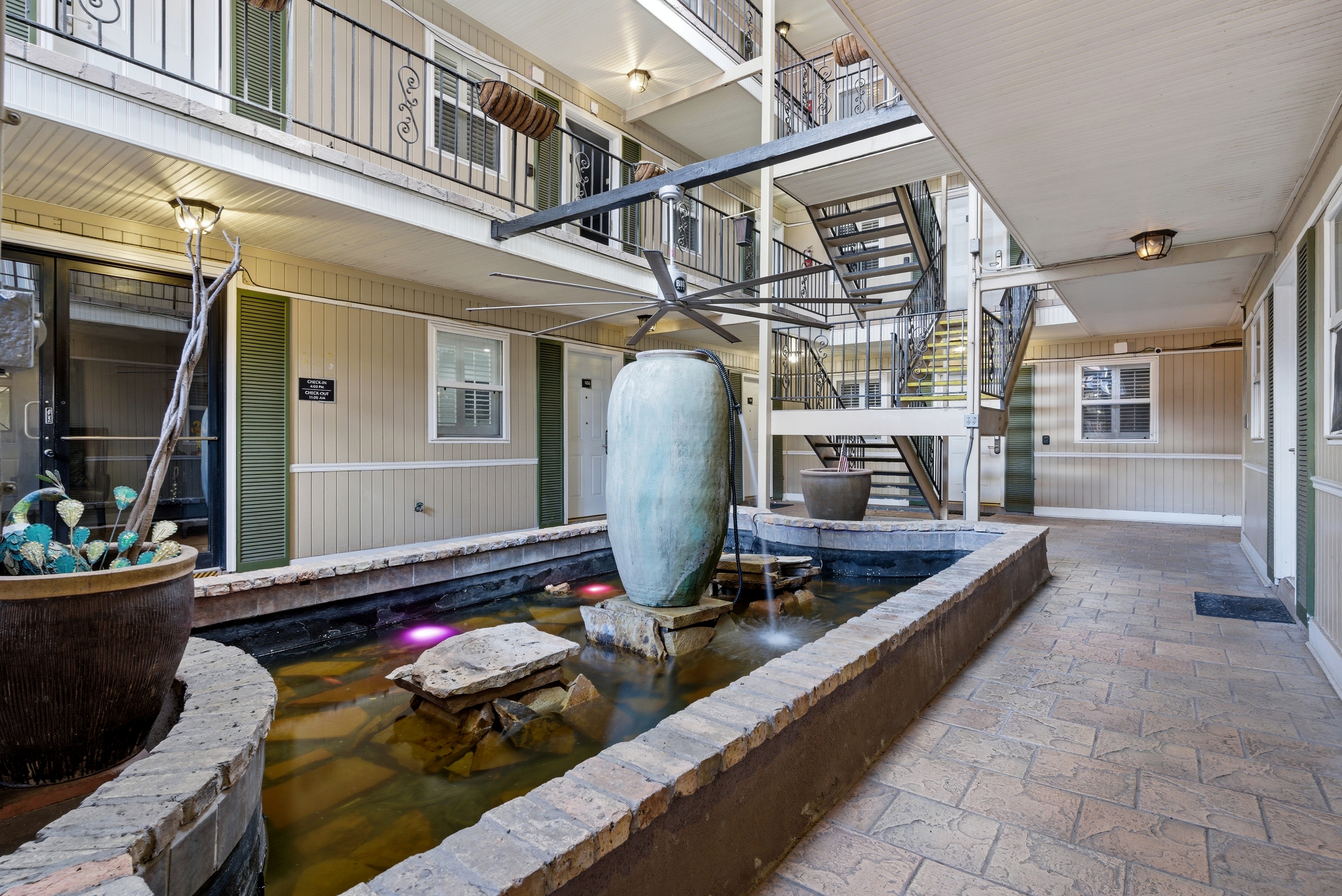 Elegant water feature in shared courtyard