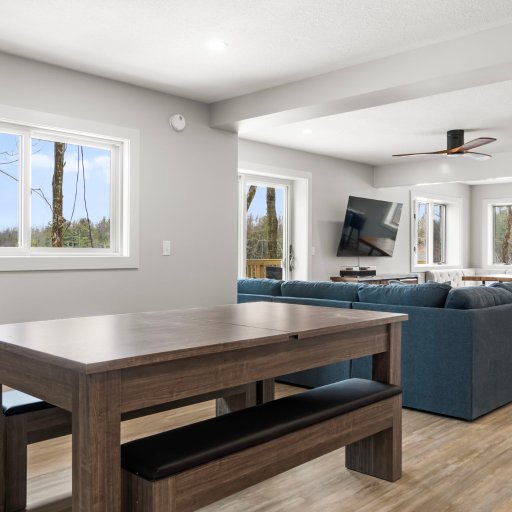 Pool table converts to dining table for group meals