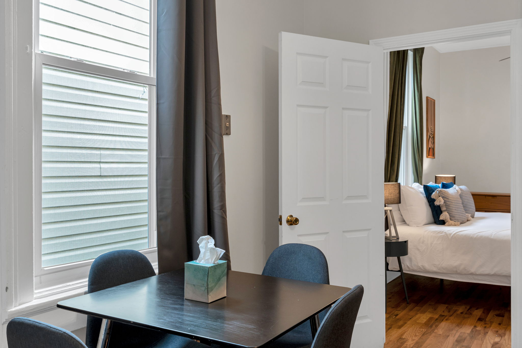 Cozy dining space with natural light