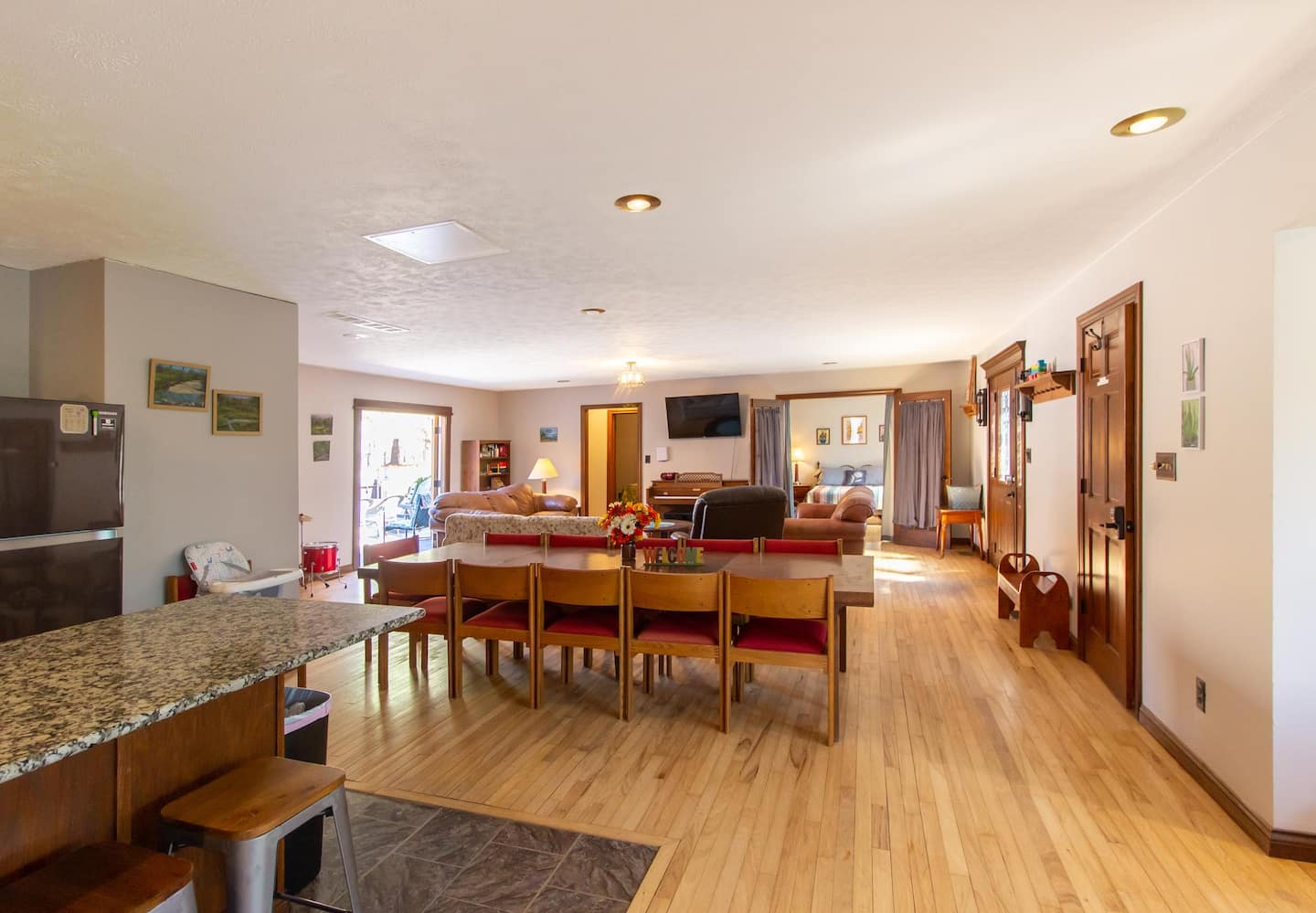 Living room with French doors to patio