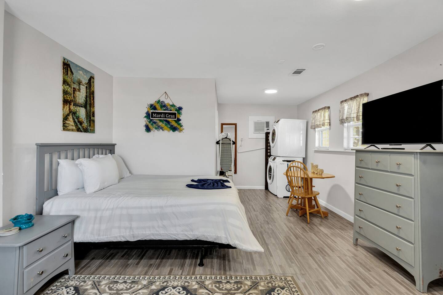 Spacious bedroom with comfy queen bed