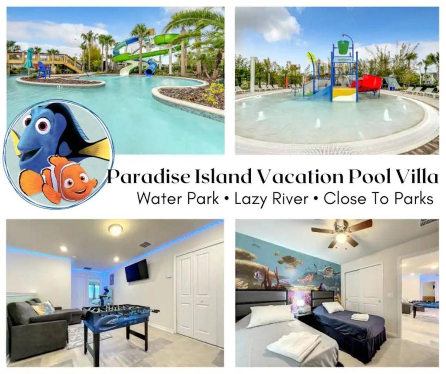 Paradise Island Vacation Pool Villa – Water Park • Lazy River • Close to Parks!