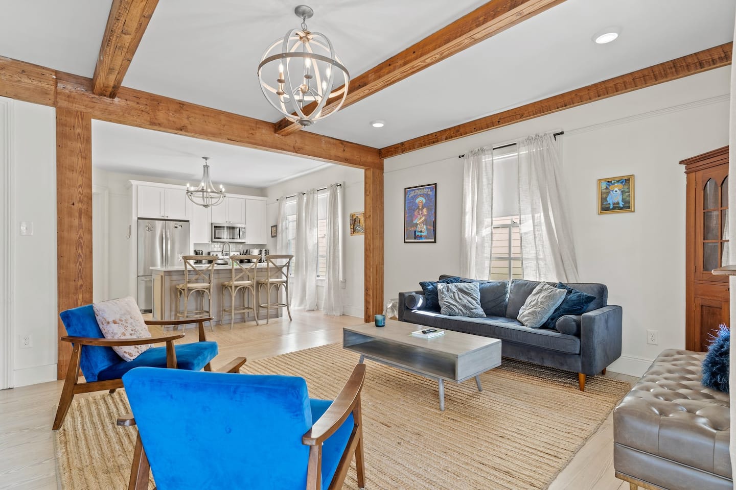 Large living room with excellent seating and decor