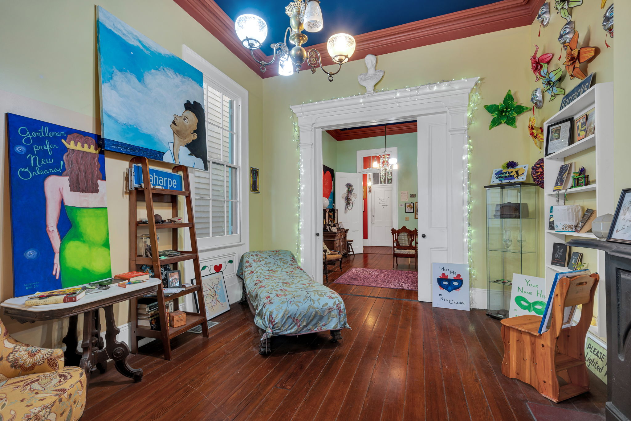 Experience NOLA's flair in this colorful, vintage-inspired common space